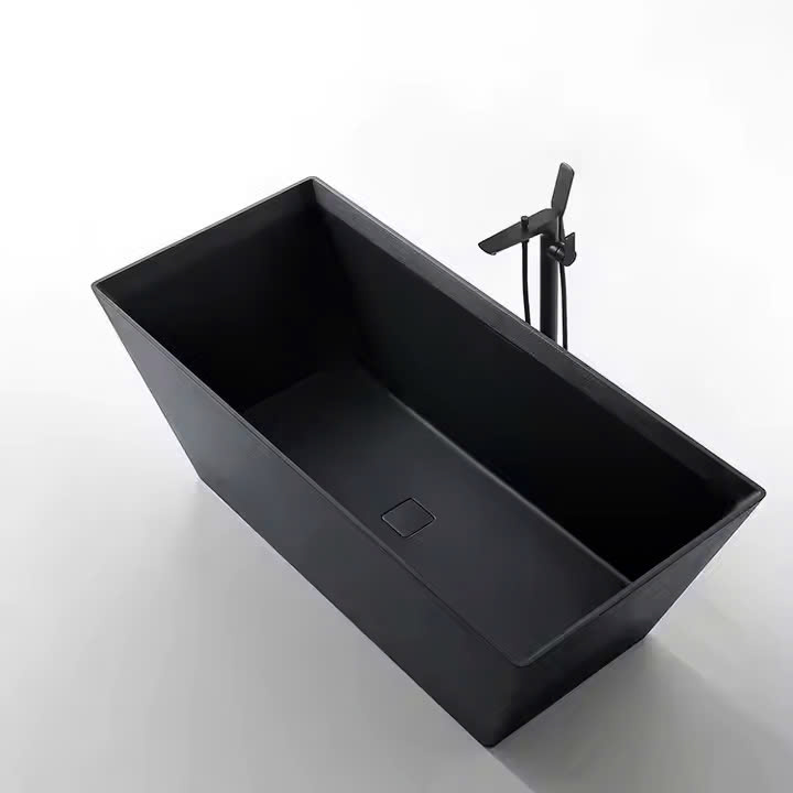 Bồn tắm đá nhân tạo màu đen nghệ thuật Miken MKB-001B