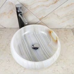 Chậu Lavabo đá tự nhiên xuyên sáng onyx Miken MKC-00018