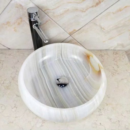 Chậu Lavabo đá tự nhiên xuyên sáng onyx Miken MKC-00018