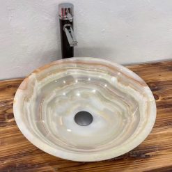 Chậu Lavabo đá tự nhiên xuyên sáng onyx Miken MKC-00308