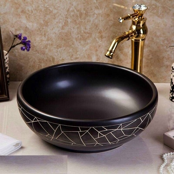 Chậu rửa lavabo màu đen nghệ thuật Miken MKC-210