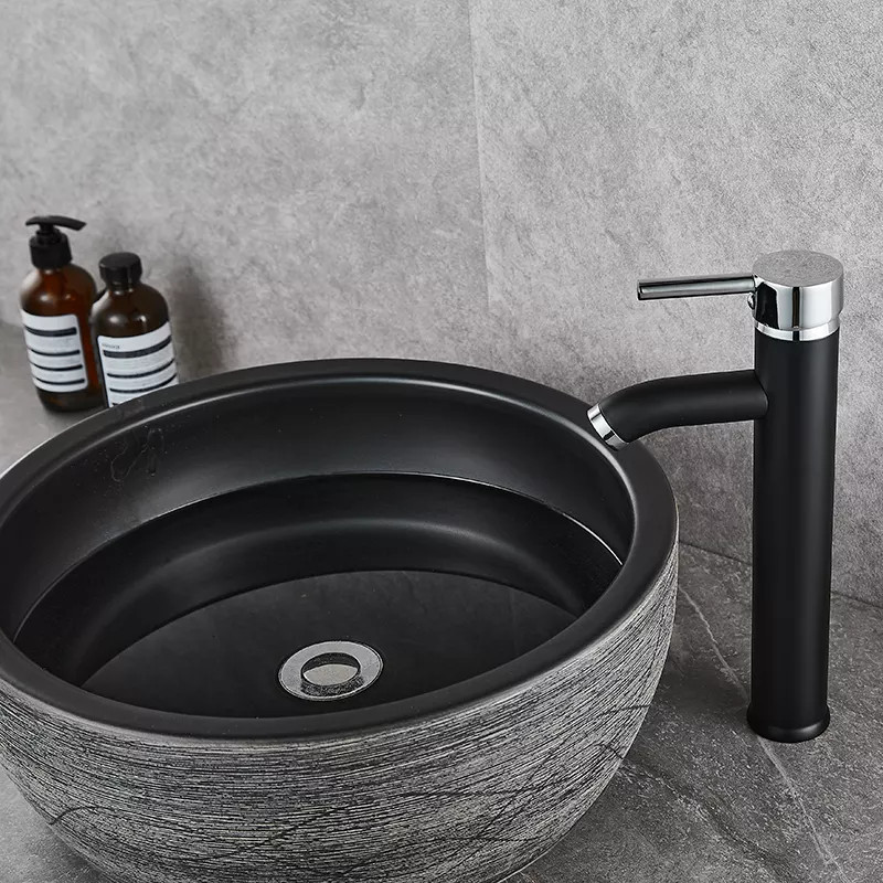 Chậu rửa lavabo màu đen nghệ thuật Miken MKC-214