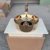 Chậu rửa lavabo nghệ thuật mạ vàng Miken MKC-4241G