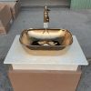 Chậu rửa lavabo nghệ thuật mạ vàng Miken MKC-4736G