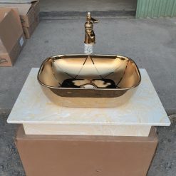Chậu rửa lavabo nghệ thuật mạ vàng Miken MKC-4736G