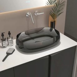 Chậu rửa lavabo nhựa trong suốt Acrylic Miken MKC-5838 GRY