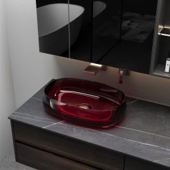 Chậu rửa lavabo nhựa trong suốt Acrylic Miken MKC-5838 RED