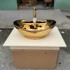 Chậu rửa lavabo nghệ thuật mạ vàng Miken MKC-5939G
