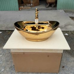 Chậu rửa lavabo nghệ thuật mạ vàng Miken MKC-5939G