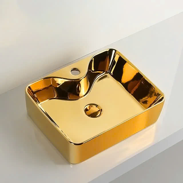 Chậu rửa lavabo nghệ thuật mạ vàng Miken MKC-A033G