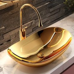 Chậu rửa lavabo nghệ thuật mạ vàng Miken MKC-B62G