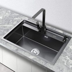 Chậu rửa bát 1 hố màu đen đúc Handmade Inox 304 Miken MKRB-7846B