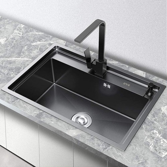 Chậu rửa bát 1 hố màu đen đúc Handmade Inox 304 Miken MKRB-7846B