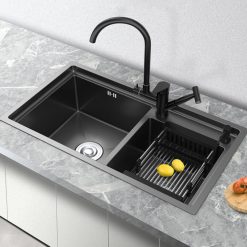 Chậu rửa bát màu đen đúc Handmade Inox 304 Miken MKRB-8246B