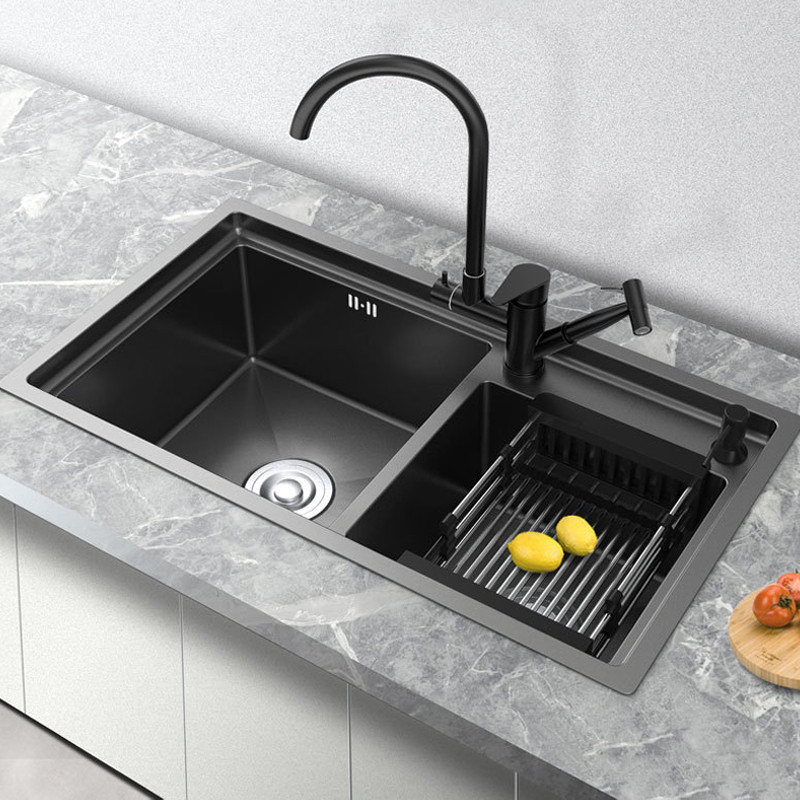 Chậu rửa bát màu đen đúc Handmade Inox 304 Miken MKRB-8246B