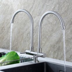 Vòi rửa bát lạnh kép 2 vòi inox 304 Miken MKV-1022KF