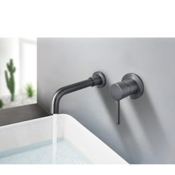 Vòi chậu lavabo âm tường màu ghi xám Miken MKV-600003GR