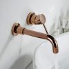 Vòi chậu lavabo âm tường màu hồng vàng Miken MKV-600010RG