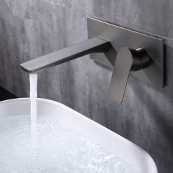 Vòi chậu lavabo âm tường màu xám ghi Miken MKV-600024GR