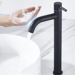Vòi cảm ứng 1 chạm rửa mặt cao 30cm màu đen Miken MKV-77031BL (Pin)
