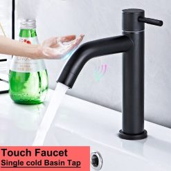 Vòi cảm ứng 1 chạm rửa mặt màu đen Miken MKV-77032BL (Pin)