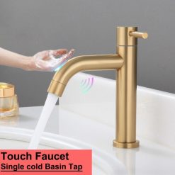Vòi cảm ứng 1 chạm rửa mặt màu vàng Miken MKV-77032G