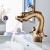 Vòi chậu rửa mặt nóng lạnh màu đồng giả cổ Miken MKV-9028GM