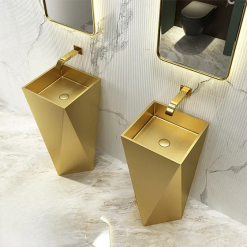 Chậu rửa lavabo chân đứng Inox 304 màu vàng Miken MS-8707G