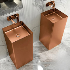 Chậu rửa lavabo chân đứng Inox 304 màu vàng đồng Miken MS-8804LG