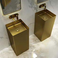 Chậu rửa lavabo chân đứng Inox 304 màu vàng Miken MS-8804RN