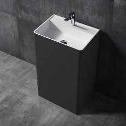Chậu rửa đá nhân tạo chân đứng màu đen trắng MK-0089B