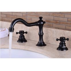 Vòi chậu lavabo vòi bồn tắm 3 lỗ mạ màu đen MK-225072B