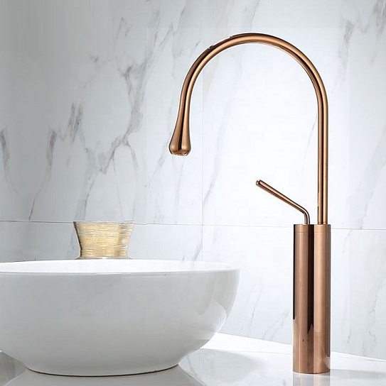 Vòi chậu lavabo vòi rửa bát mạ màu hồng vàng Rose Gold MK-480RG