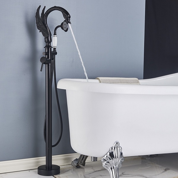 Sen cây đặt sàn thiên nga cho bồn tắm mạ màu đen MK-51070BW