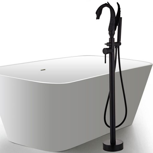 Sen cây đặt sàn thiên nga cho bồn tắm mạ màu đen MK-51071B