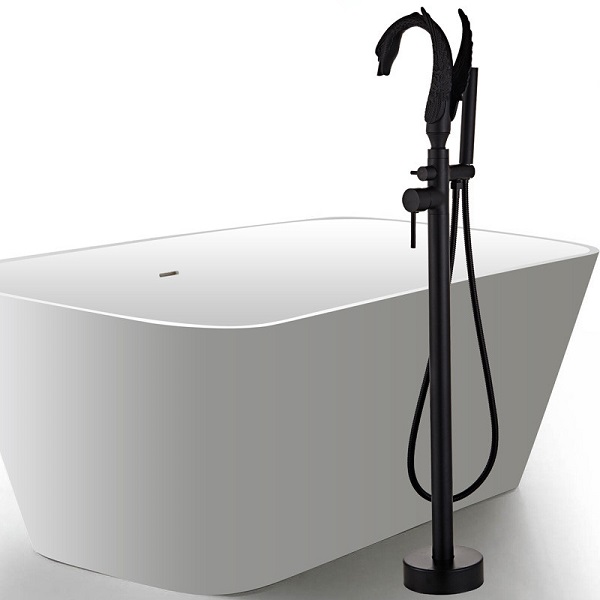 Sen cây đặt sàn thiên nga cho bồn tắm mạ màu đen MK-51071B