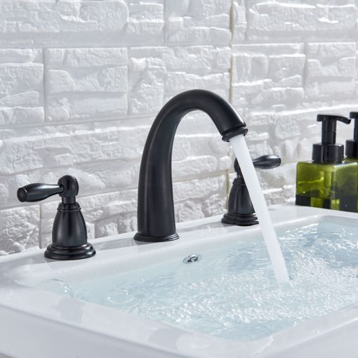 Vòi chậu lavabo vòi bồn tắm 3 lỗ mạ màu đen MK-99061B