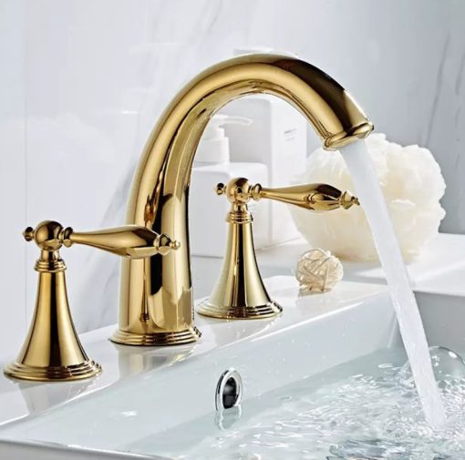 Vòi chậu lavabo vòi bồn tắm 3 lỗ mạ vàng bóng MK-99061GB