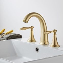 Vòi chậu lavabo vòi bồn tắm 3 lỗ mạ vàng đồng mờ MK-99061GM