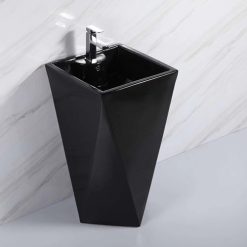 Chậu rửa mặt nghệ thuật chân đứng màu đen Miken MKC-2084B