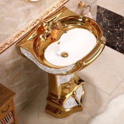 Chậu rửa lavabo nghệ thuật mạ vàng MKC-489