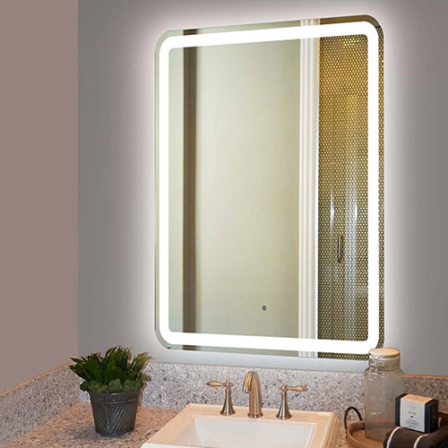 Gương led hình chữ nhật mạ vàng nghệ thuật MIKEN MKG-NT0032