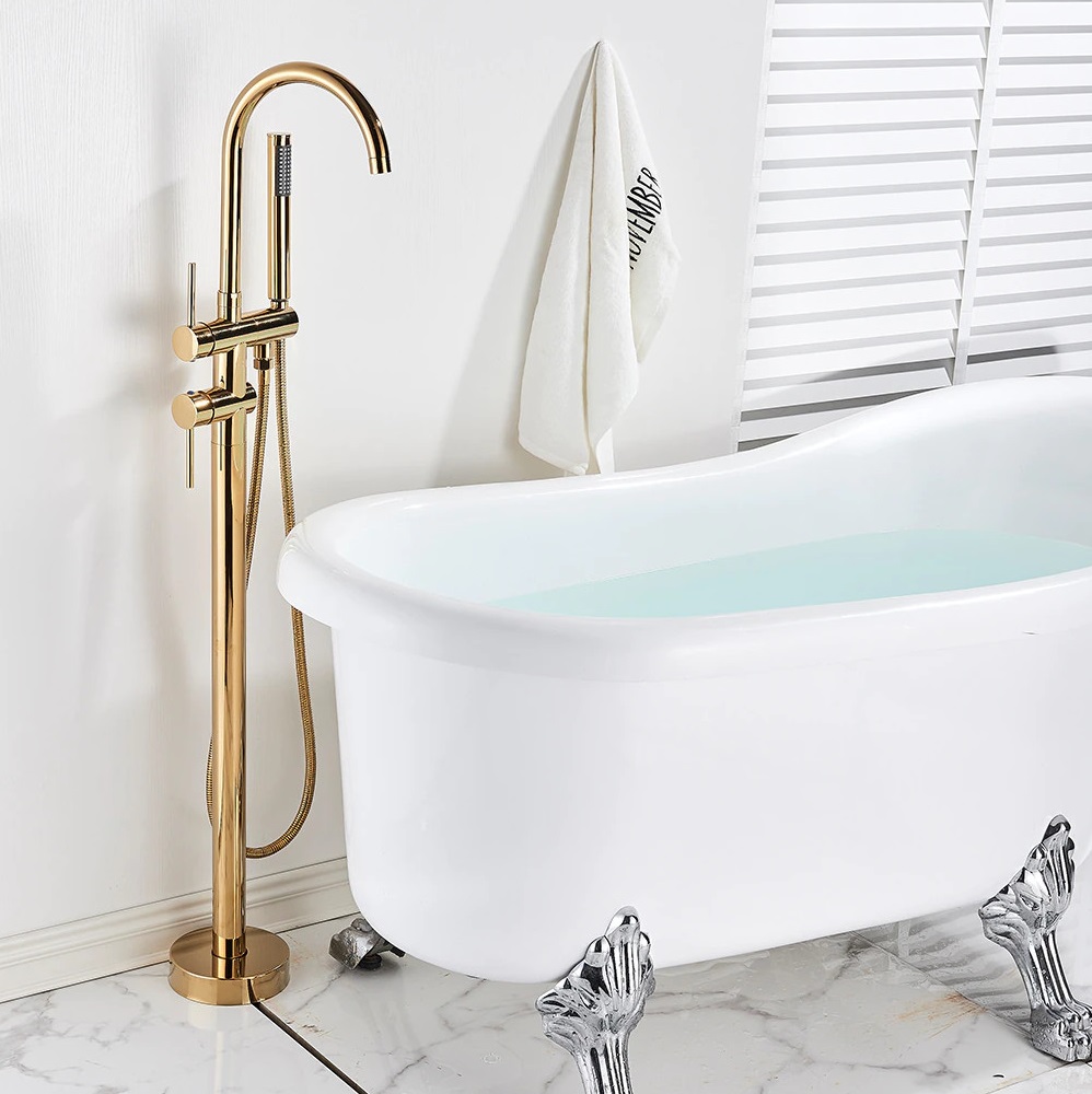Sen cây đặt sàn bồn tắm mạ màu vàng MKS-099G