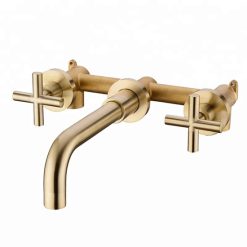 Vòi chậu lavabo âm tường mạ vàng Daelim 12