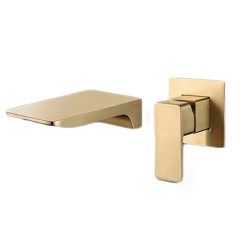 Vòi chậu lavabo âm tường màu vàng Miken MKV-600004G