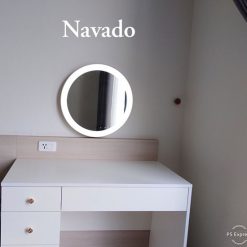 Gương trang điểm đèn led bọc dây da Navado No15534