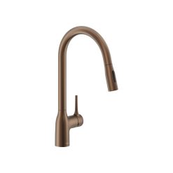 Vòi rửa bát nóng lạnh dây rút màu vàng đồng NOBILI MANIA NB306T
