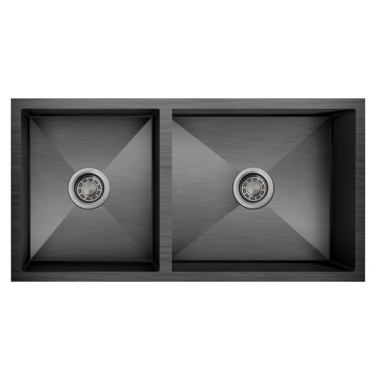 Chậu rửa bát 2 hố lệch Inox304 màu đen Pona PNI2-8745