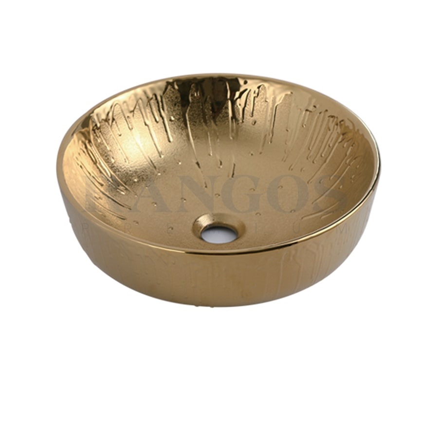 Chậu rửa lavabo đặt bàn màu vàng Rangos RG-DE8002