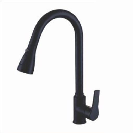 Vòi rửa bát nóng lạnh màu đen dây rút Royal Join RA-9337